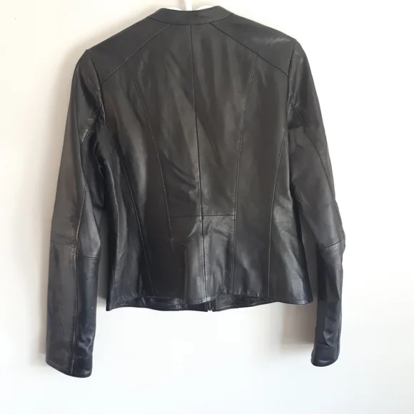 Women's Black Leather Jacket from Sears, Size Medium (8-10) - Picture 7 of 8
